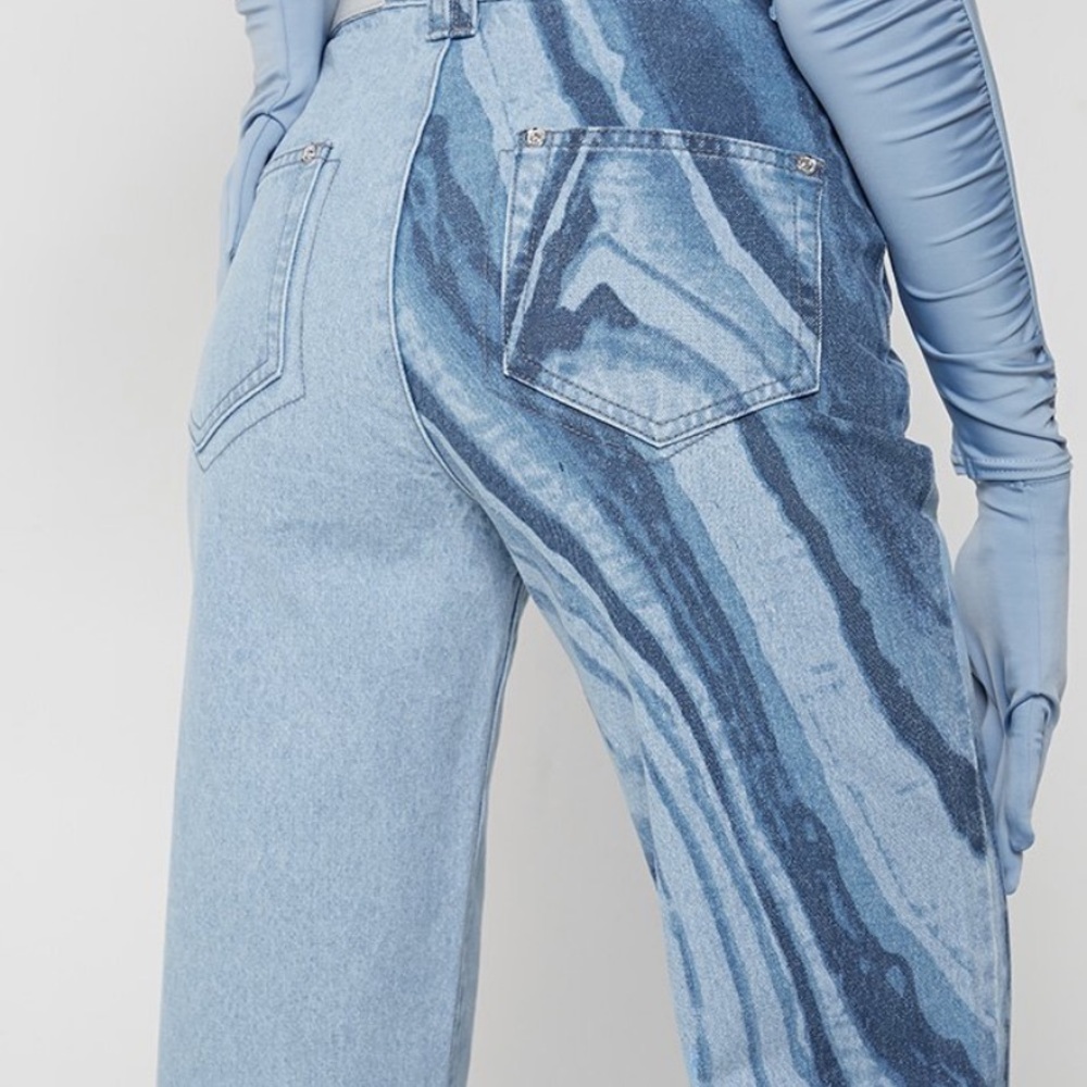 NWT Maniere de voir light blue marble Mom Jeans - Picture 5 of 6